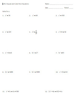 pics A10 Solving Cube Root Equations Answers