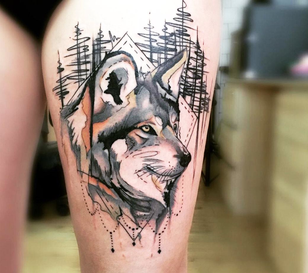 pic Abstract Wolf Tattoo