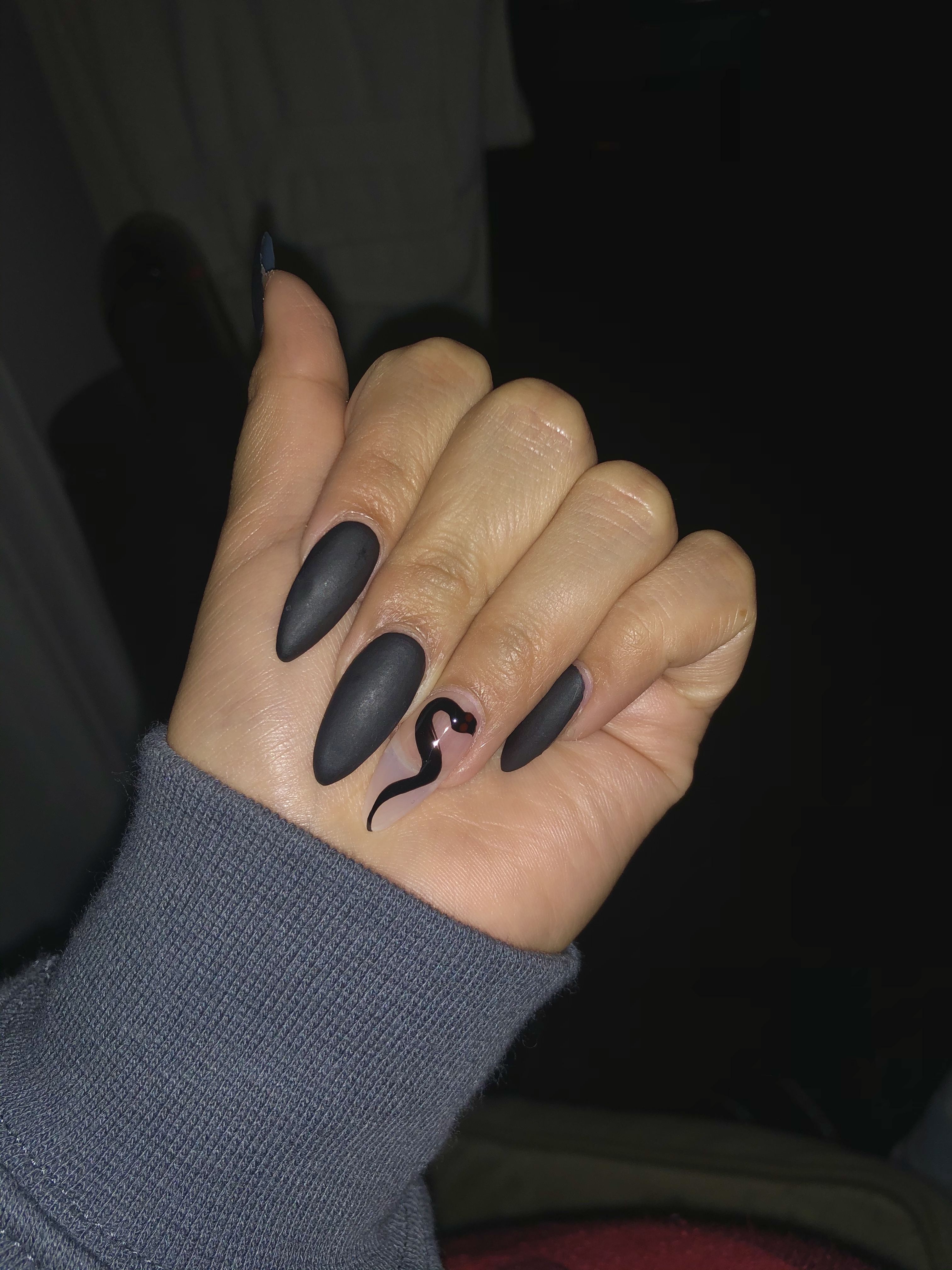 picture Black Acrylic Nails Snake