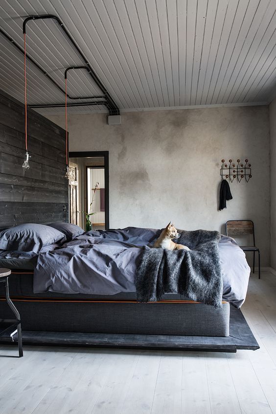 images Dark Grey Industrial Bedroom