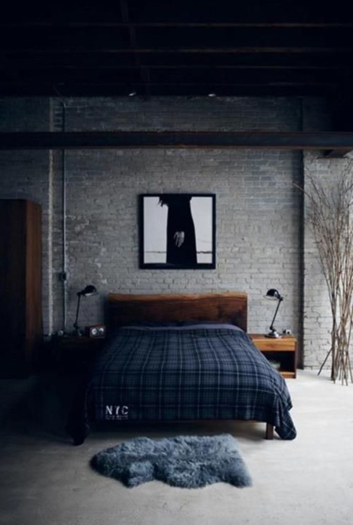 pix Dark Grey Industrial Bedroom