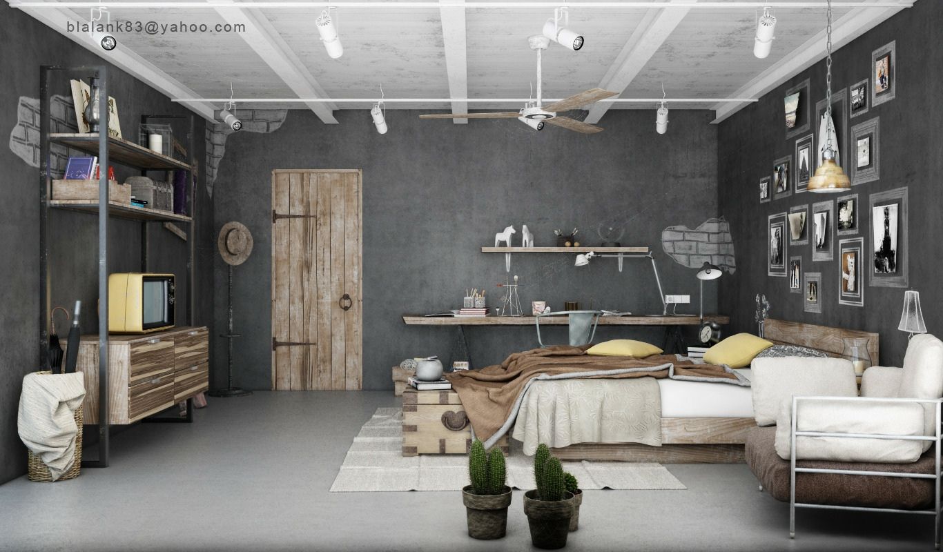 pics Dark Grey Industrial Bedroom