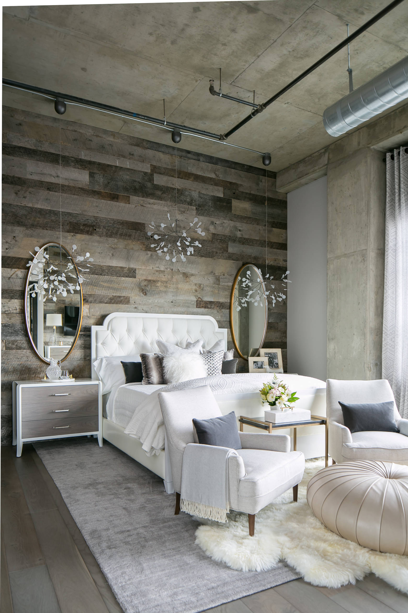 wallpapers Grey Industrial Bedroom