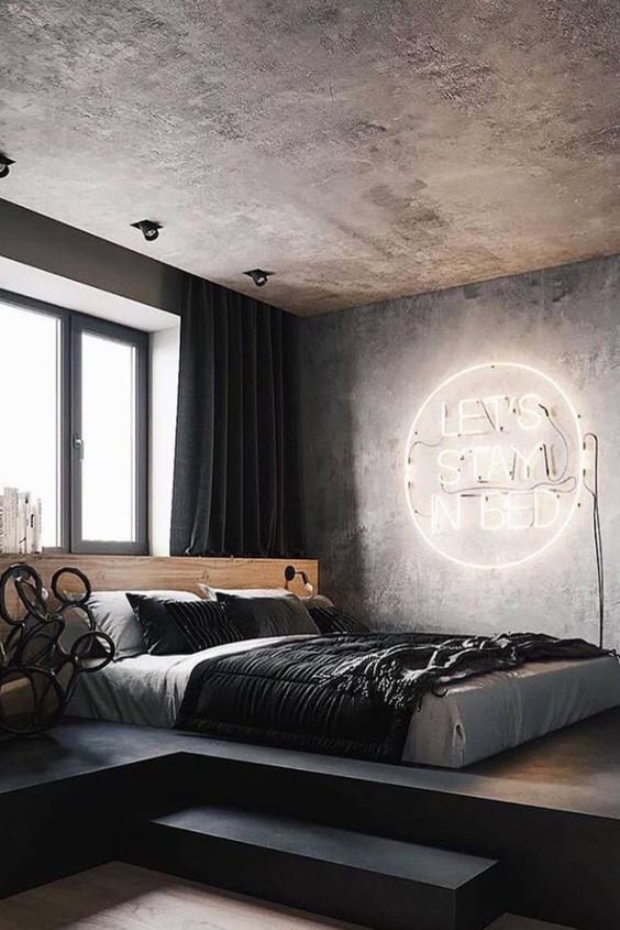 pix Grey Industrial Bedroom