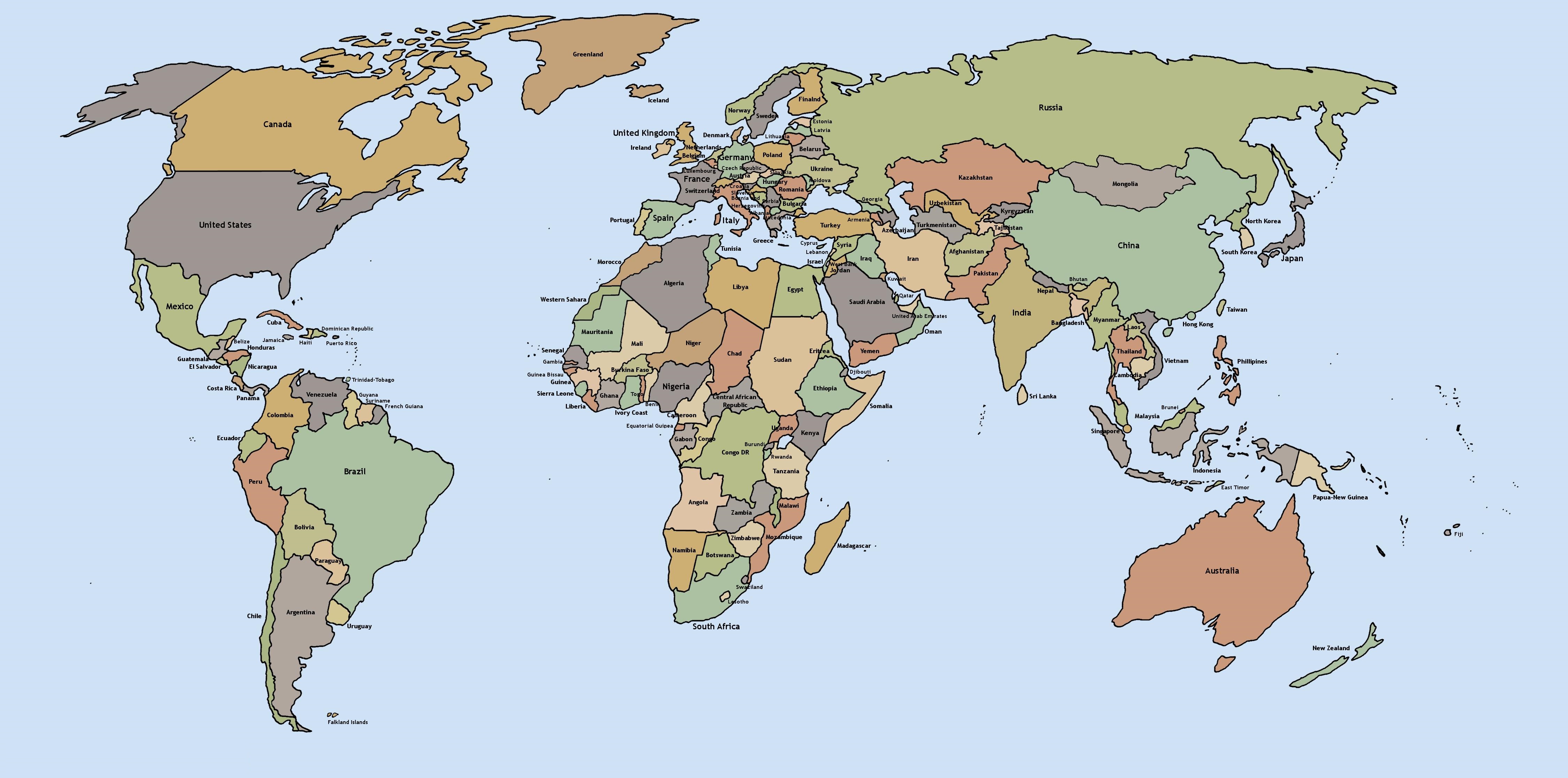 pics High Resolution Labeled Blank World Map