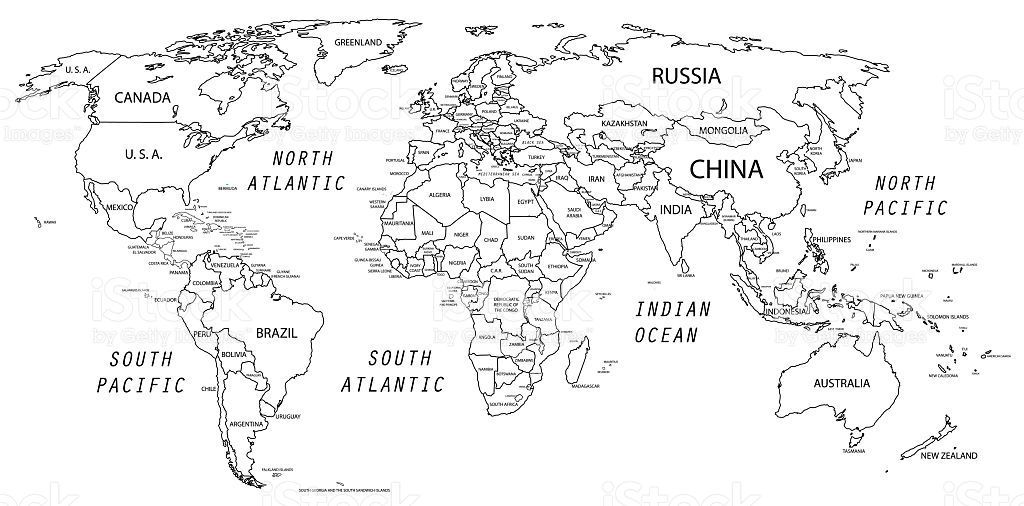 pix High Resolution Labeled World Map Black And White