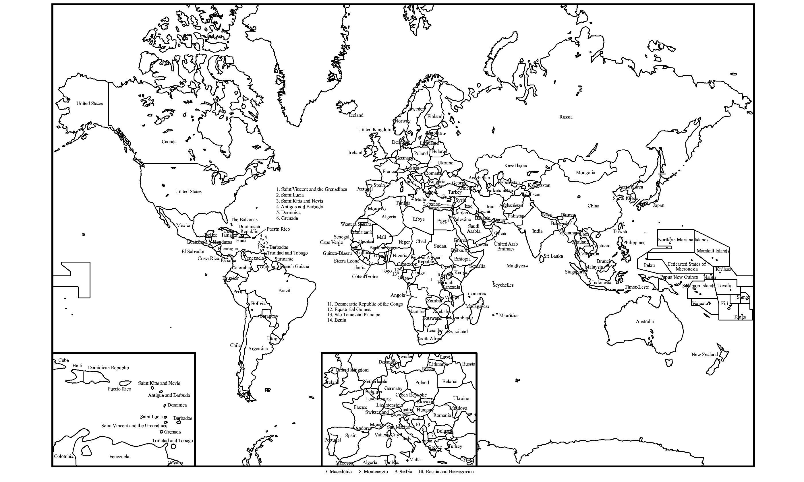 wallpapers High Resolution Labeled World Map Black And White