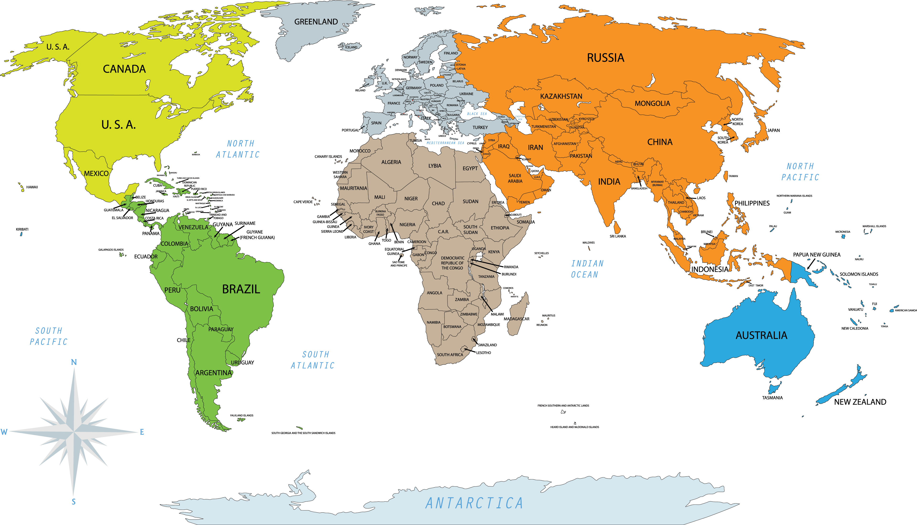 pix High Resolution Labeled World Map With Countries