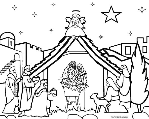 photo Manger Scene Coloring Page