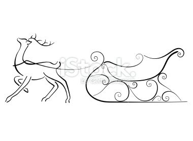 photo Reindeer And Sleigh Drawing