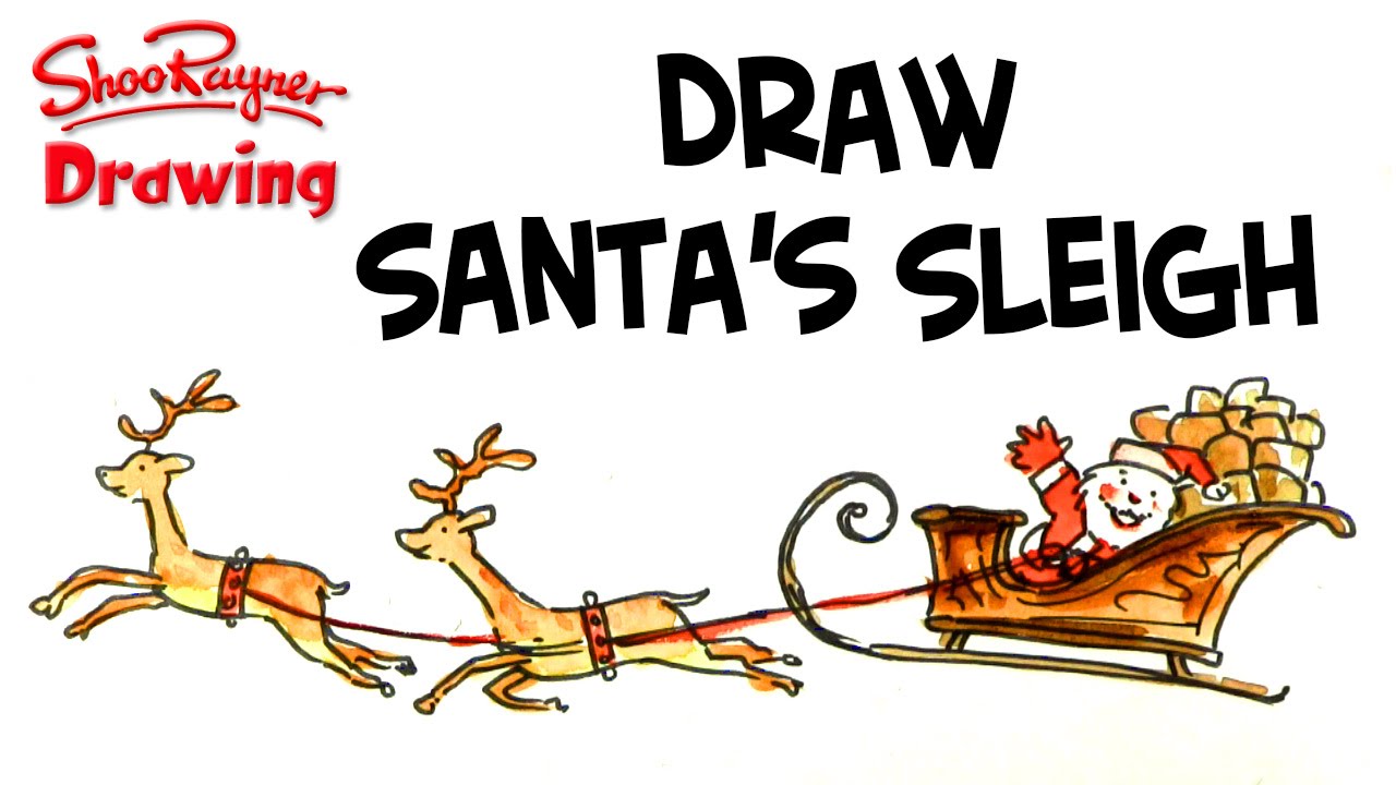 images Reindeer And Sleigh Drawing