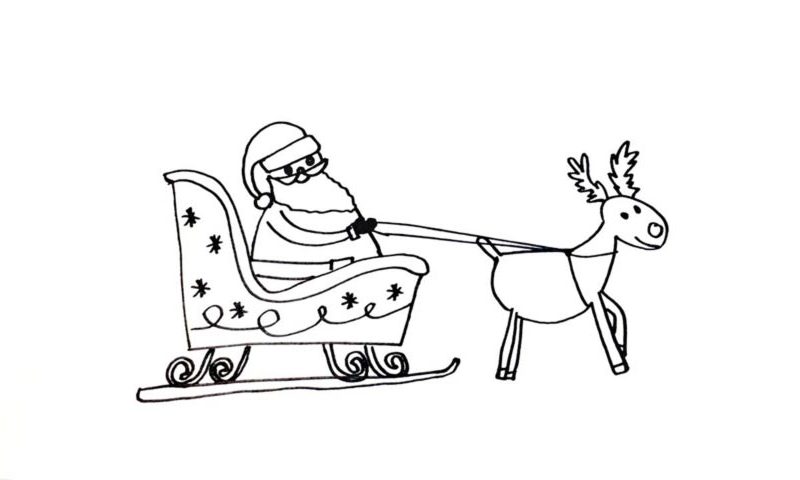 photo Reindeer And Sleigh Drawing