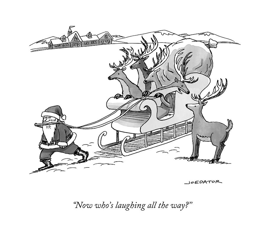 picture Reindeer And Sleigh Drawing