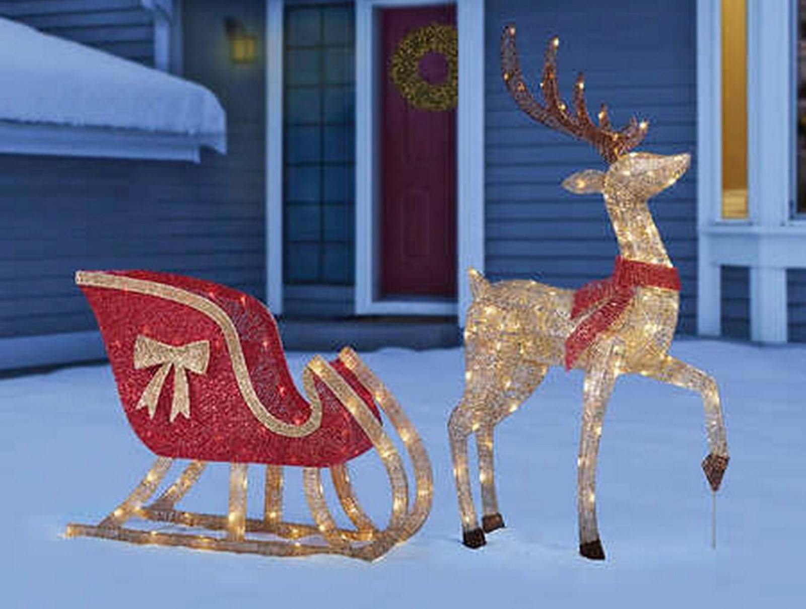 picture Reindeer And Sleigh Outdoor Decoration