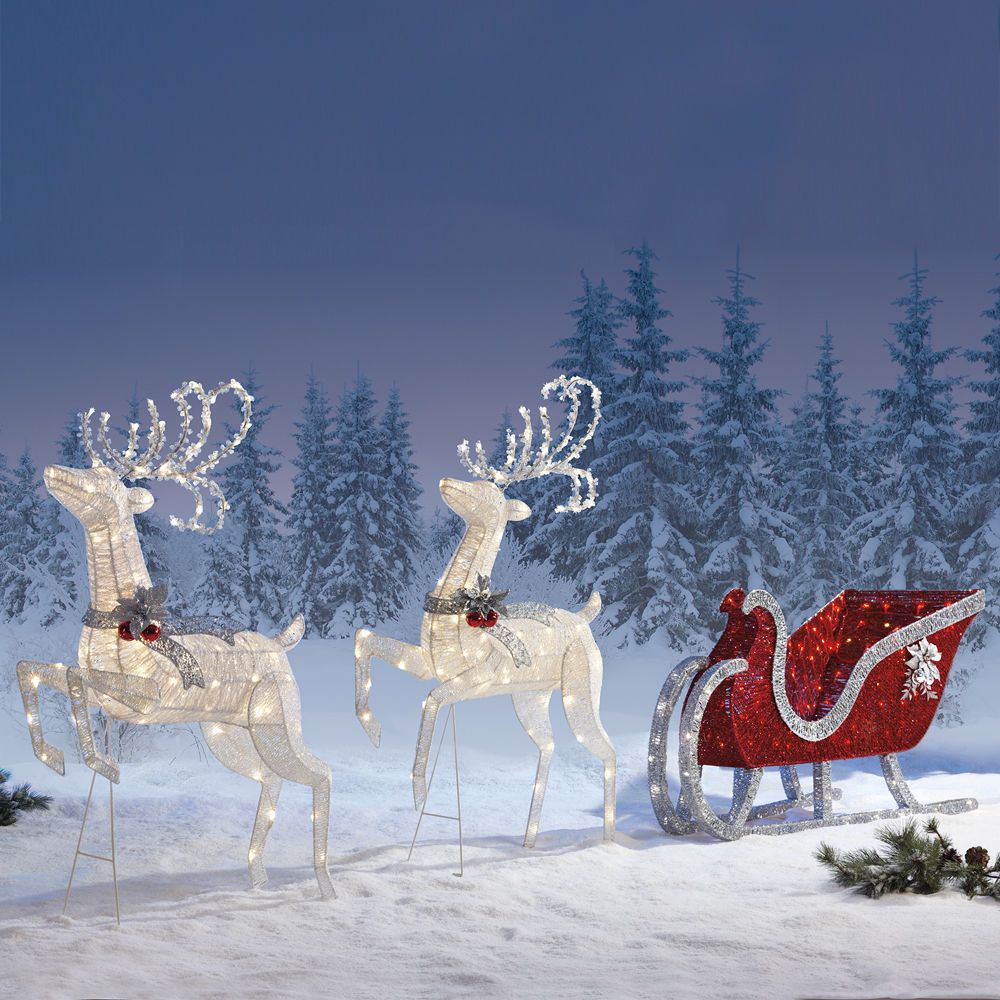 pic Reindeer And Sleigh Outdoor Decoration