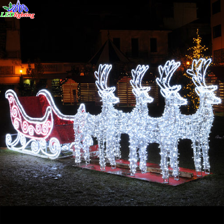 photo Reindeer And Sleigh Outdoor Decoration