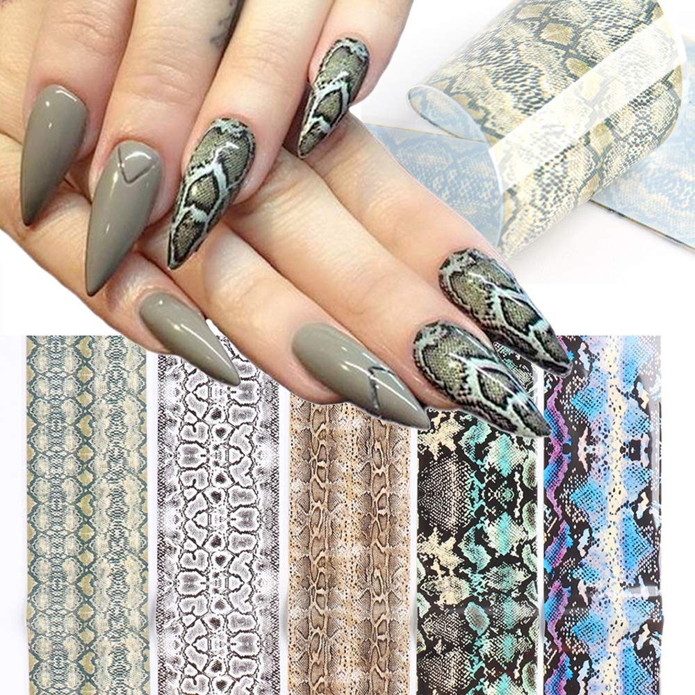 images Snake Print Acrylic Nails