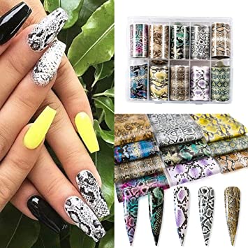 images Snake Print Acrylic Nails