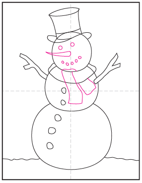 pix Snowman With Scarf Drawing