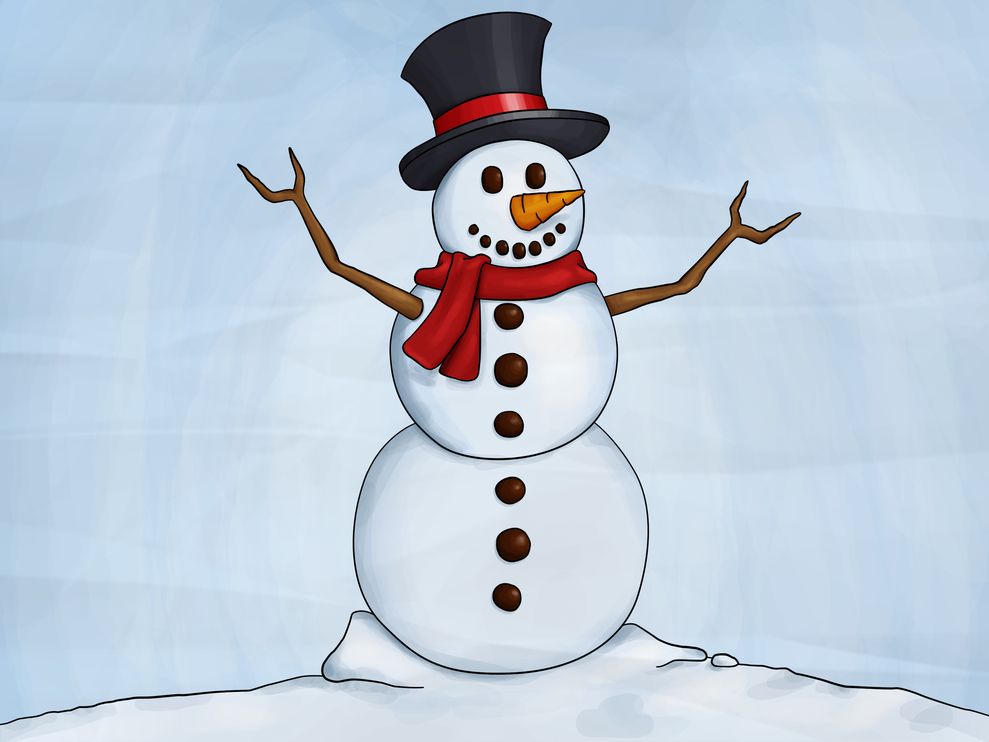 wallpapers Snowman With Scarf Drawing