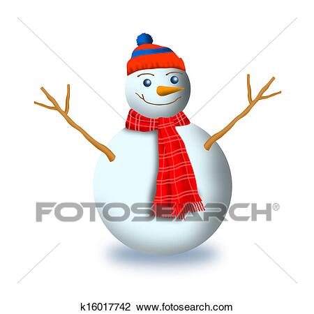 picture Snowman With Scarf Drawing