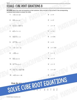 picture Solving Cube Root Equations Worksheet Answers