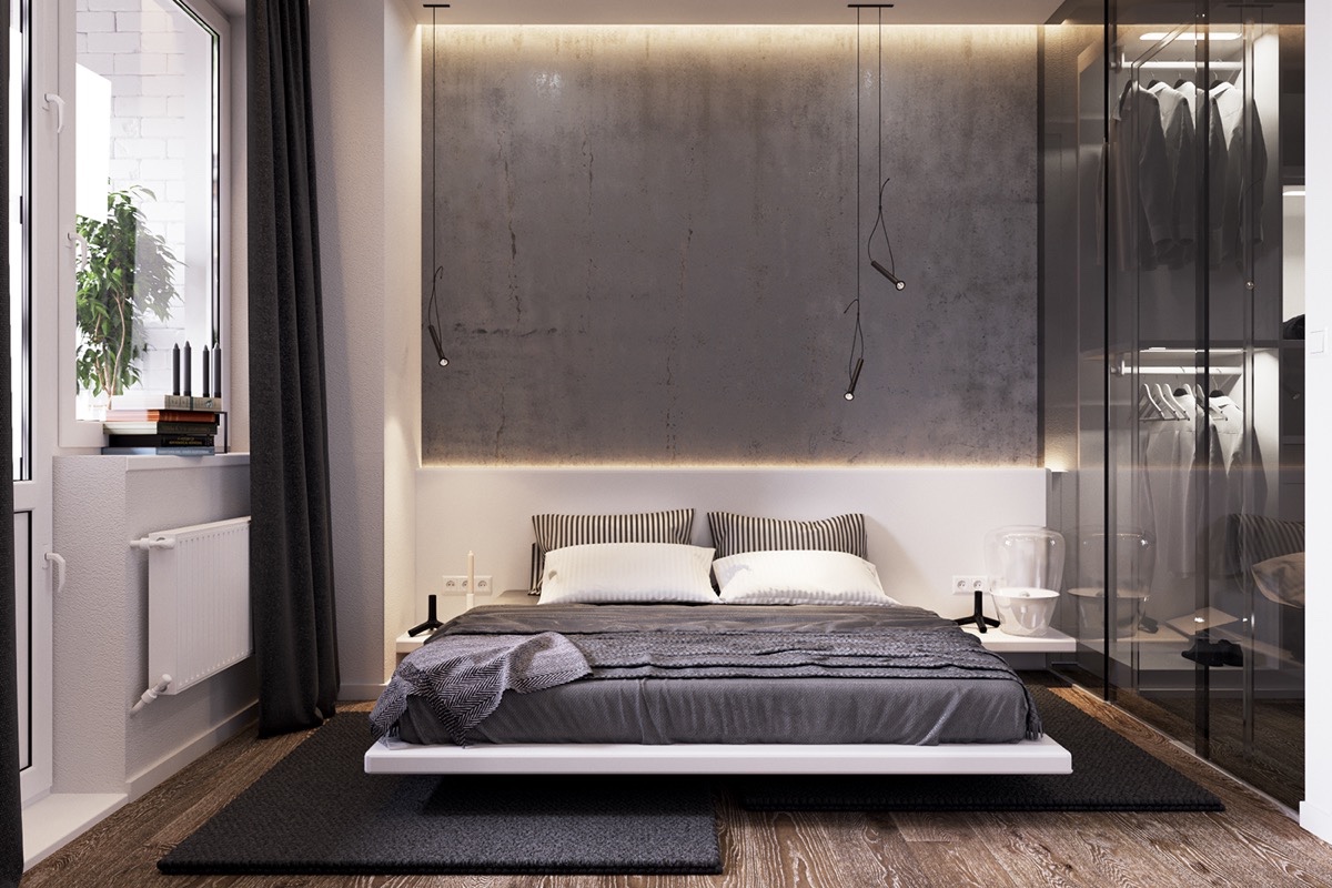 photo White Grey Industrial Bedroom