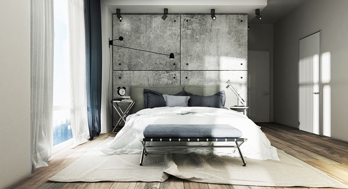 pic White Grey Industrial Bedroom