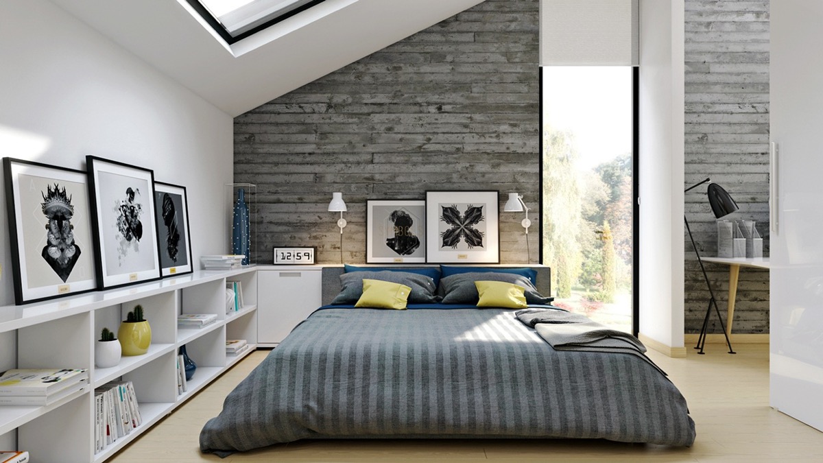 images White Grey Industrial Bedroom